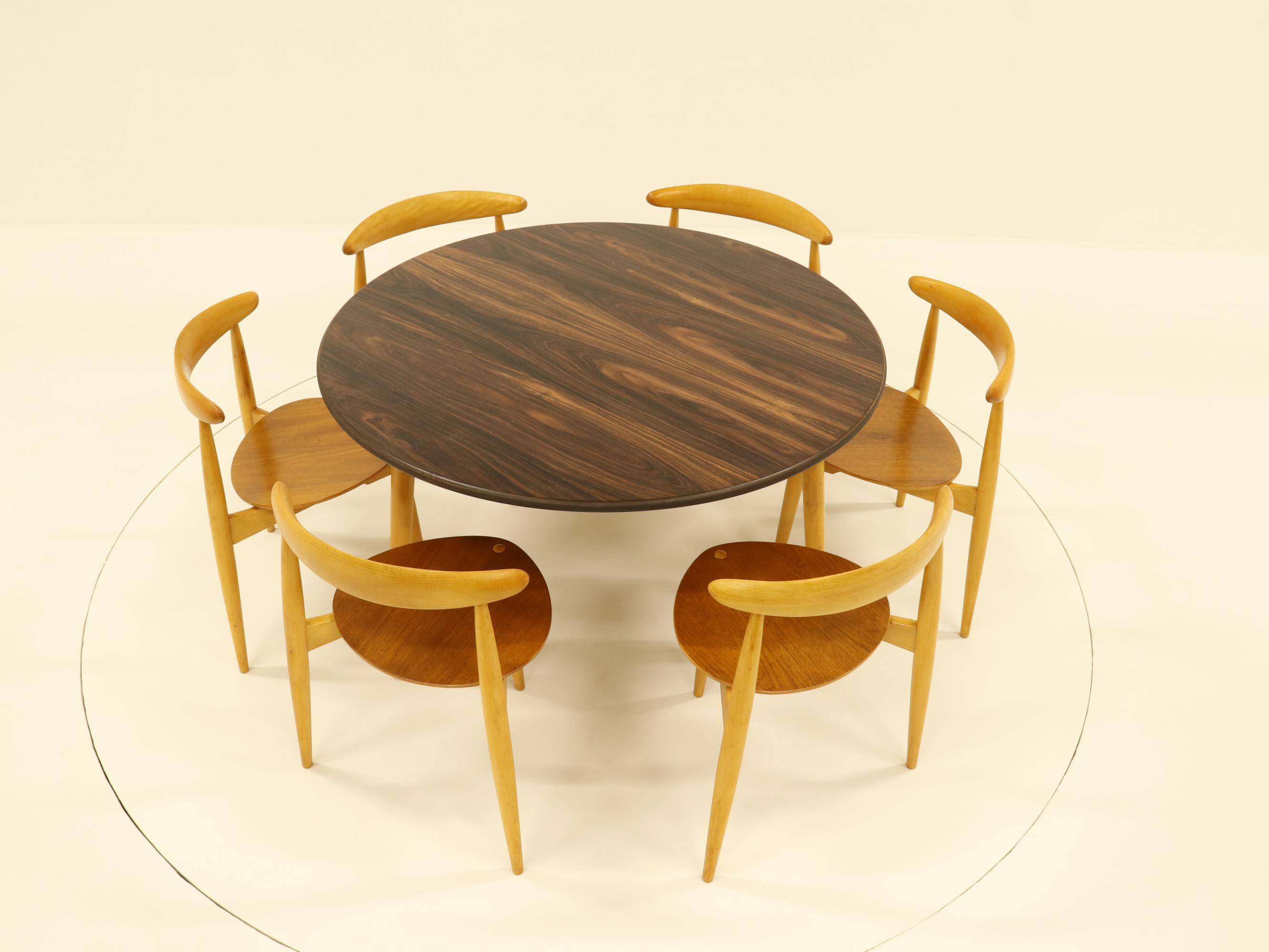 Heart dining set, designed by Hans Wegner for Fitz Hansen,  Denmark 1960s