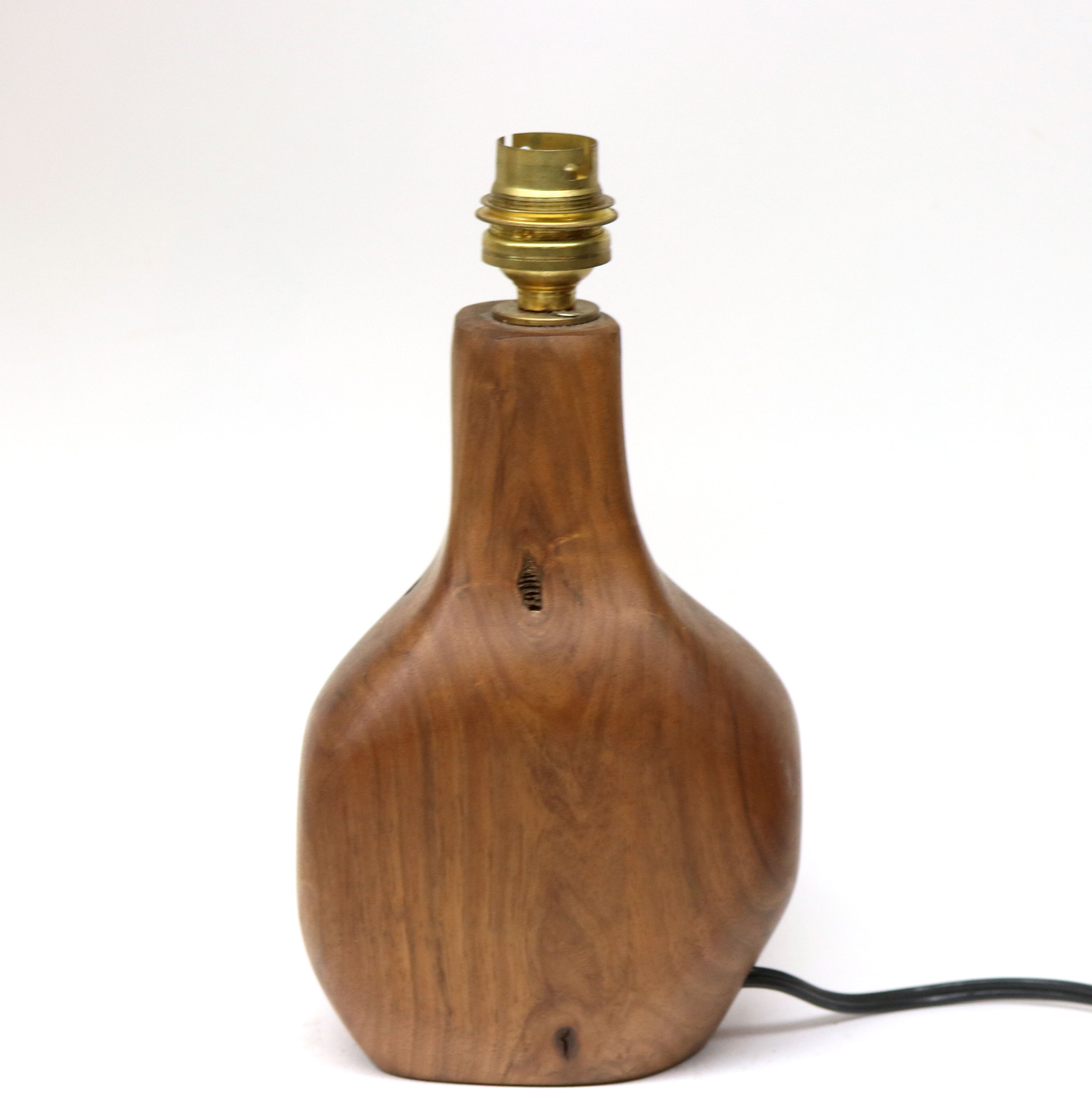 Modernist lamp foot free form in solid walnut by Richard Lecompte