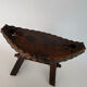 Vintage Brutalist Hand Carved Wooden Stool