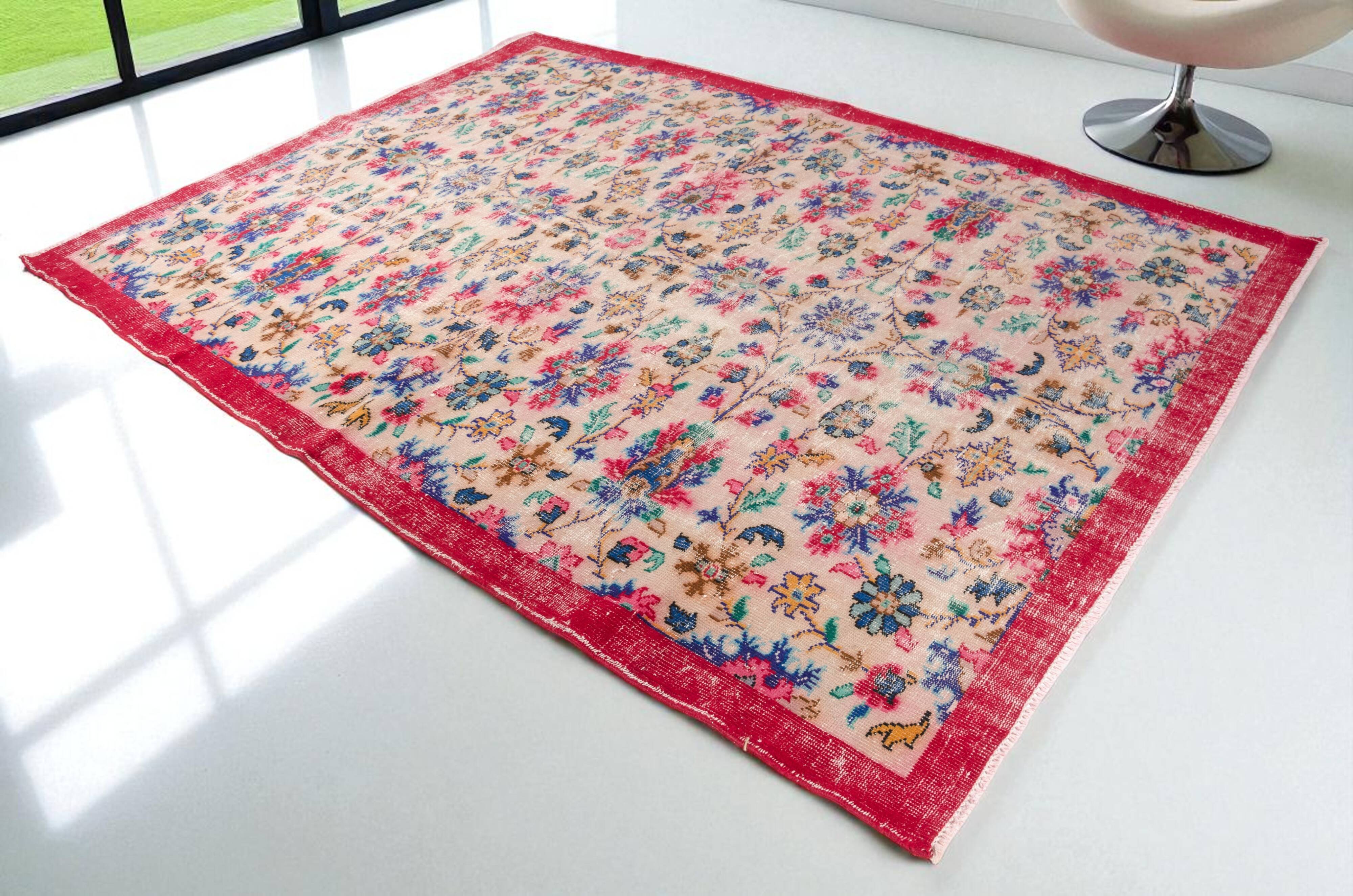 Handknotted Anatolian Floral Vintage Rug