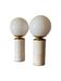 Hollywood regency set of 2 Carrara marble table lamps, Lucirhytmo Italy 70s