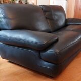 Roche Bobois black leather sofa