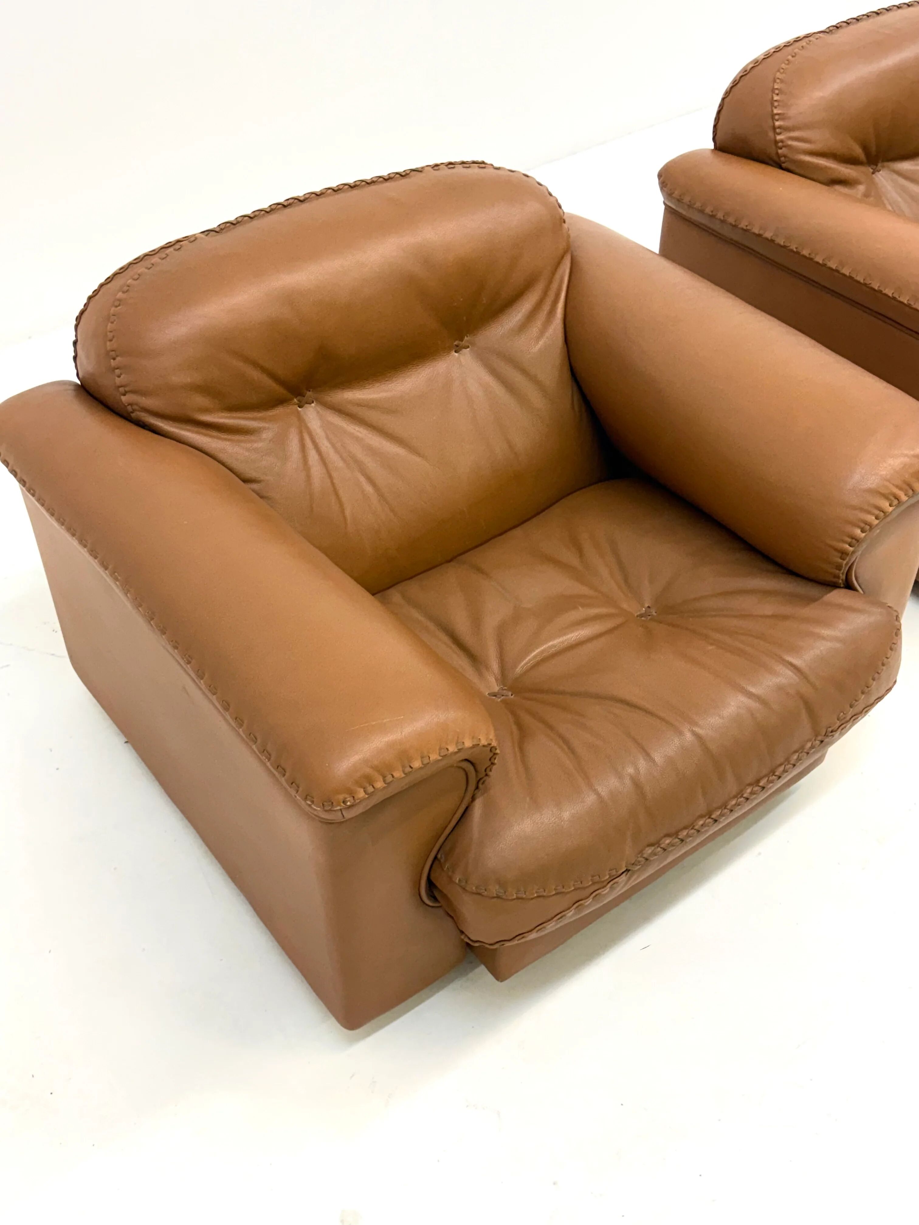 De Sede DS-101 camel brown vintage armchairs