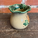 Vintage 1970s Beige Ceramic Vase with Painted Decoration