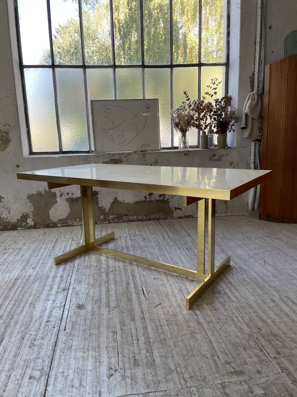 Brass table 1970 Italian lacquer