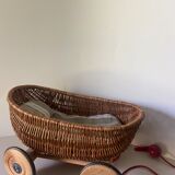 Braided wicker cradle, pulling toy