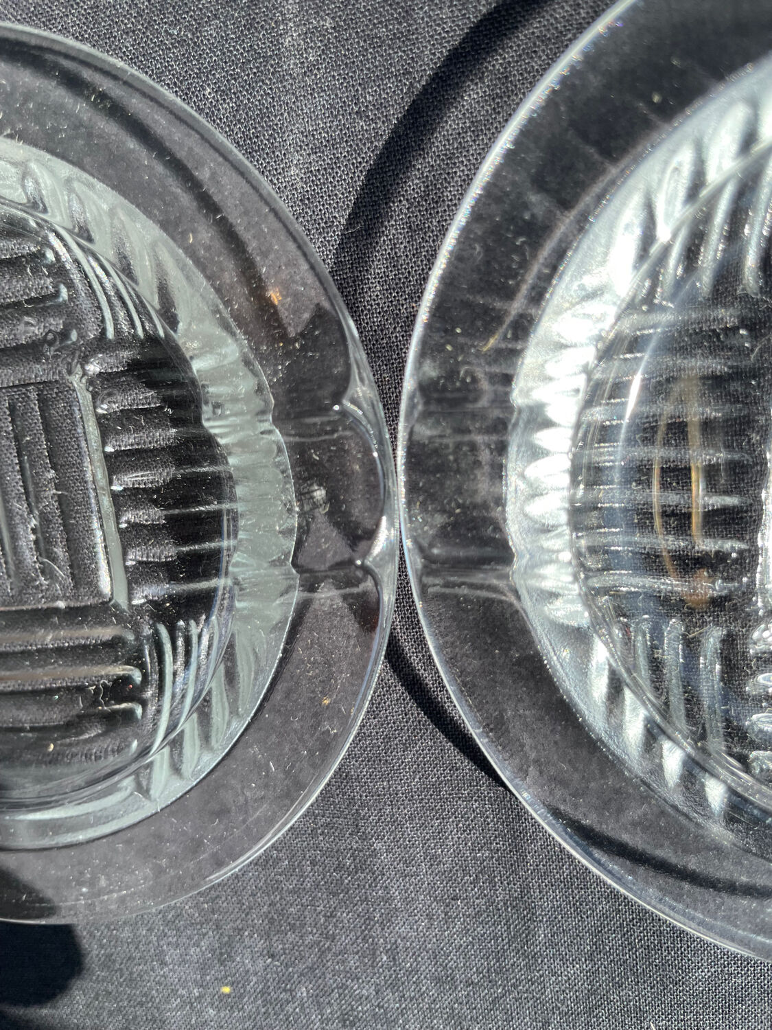 2 art deco glass ashtrays