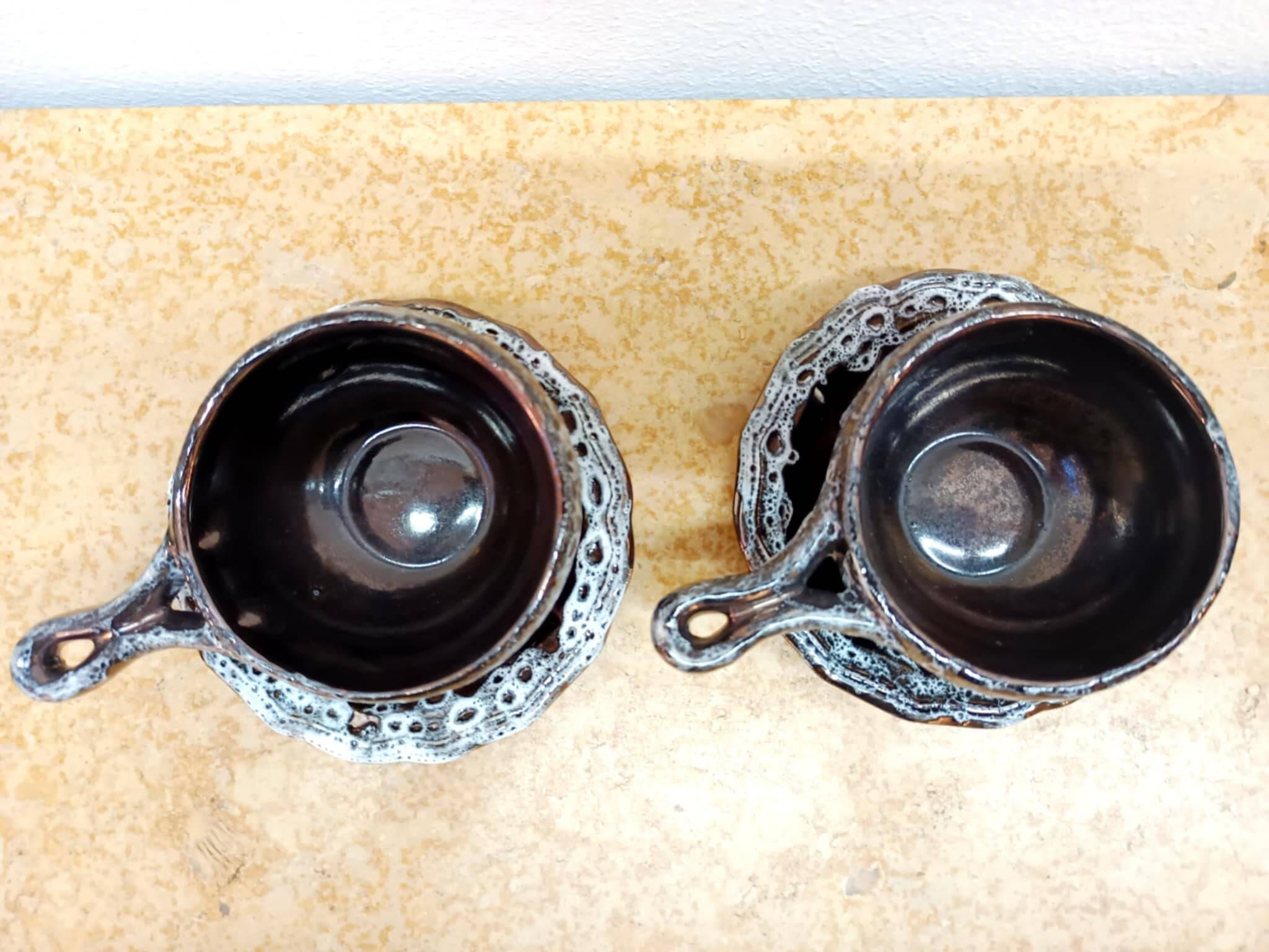 Six tasses à café vintage Sars Poteries 1960