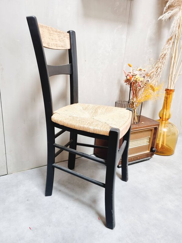Chaise bistrot paille ancienne relookée