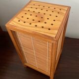 Vintage wooden and wicker lamp