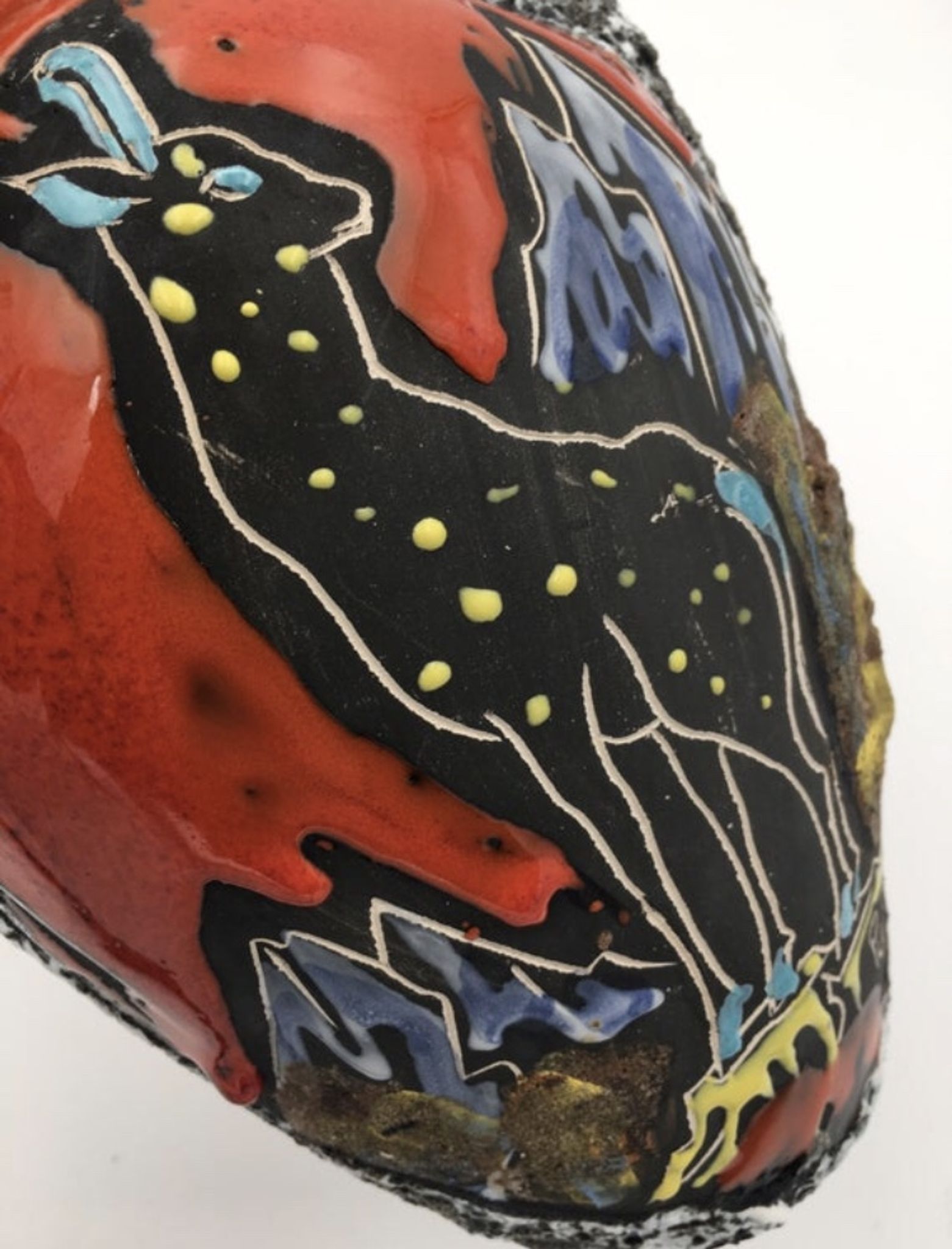 Enamelled ceramic vase Fat Lava, signed Pugi, numbered, circa 1950/1960