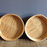 Duo of wicker round baskets