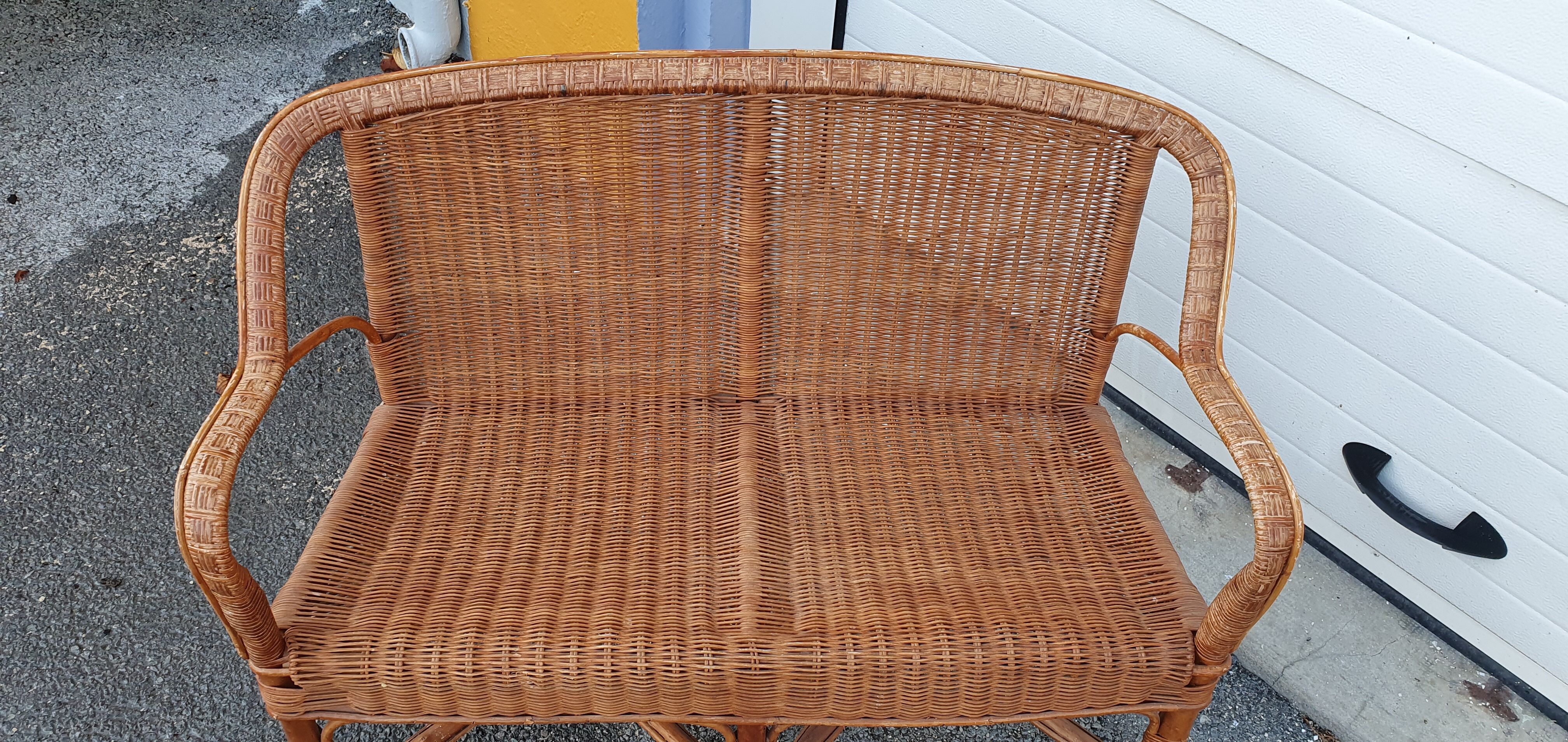 Rattan bench from 1970