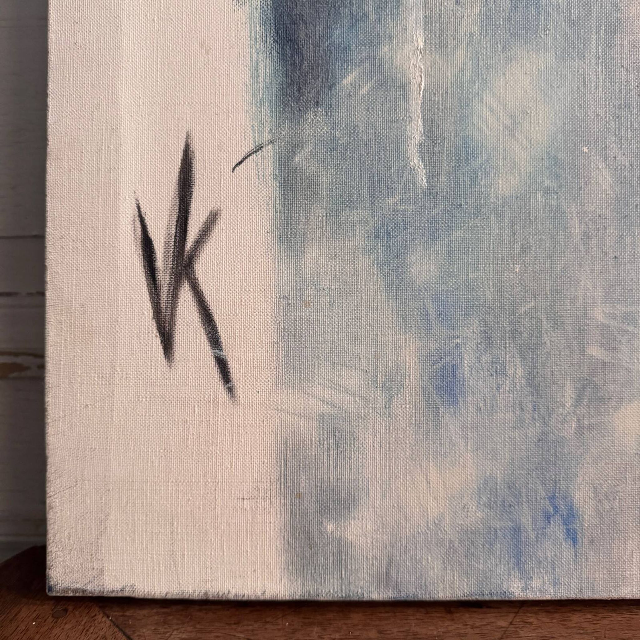 Oil on canvas by Véronique Maude Fini, woman descending a staircase.