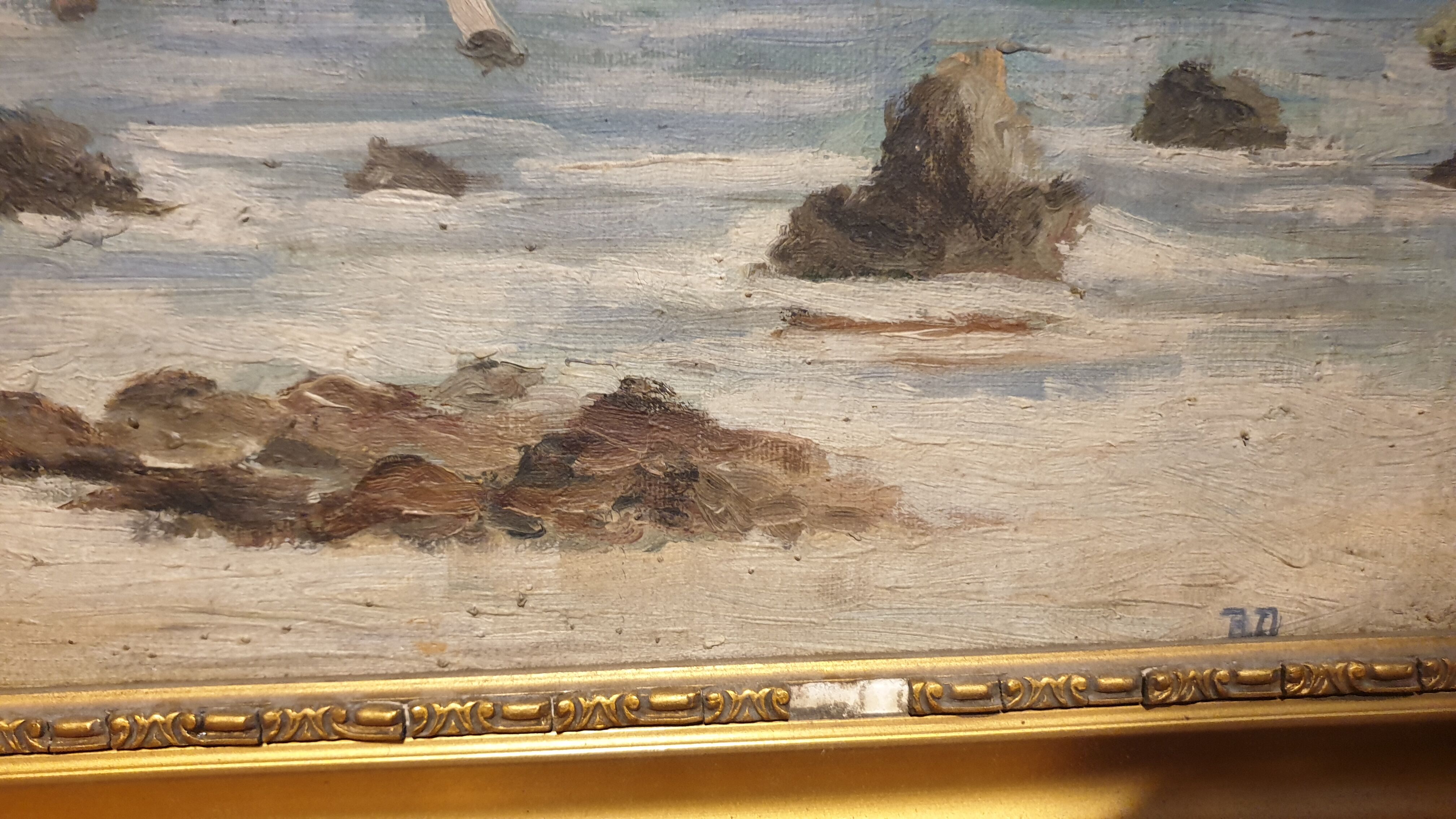 Huile sur toile paysage côtier