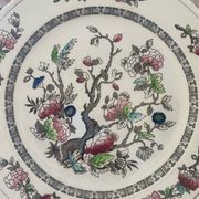 Grand plat à gâteau en faïence Myott modèle Indian Tree