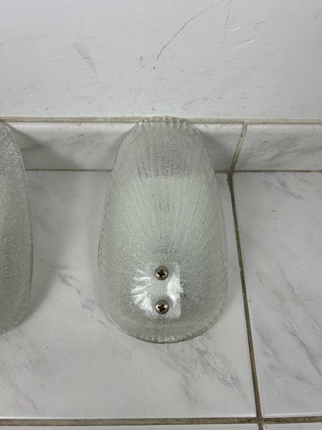 Set of two vintage Italian glass wall lamps