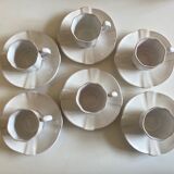 Set of 6 cups in glazed earth with Pierre Motton godrons in Gien 1960