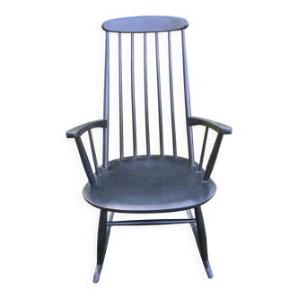 Rocking chair hêtre noir, Stol Kamnik,60's.
