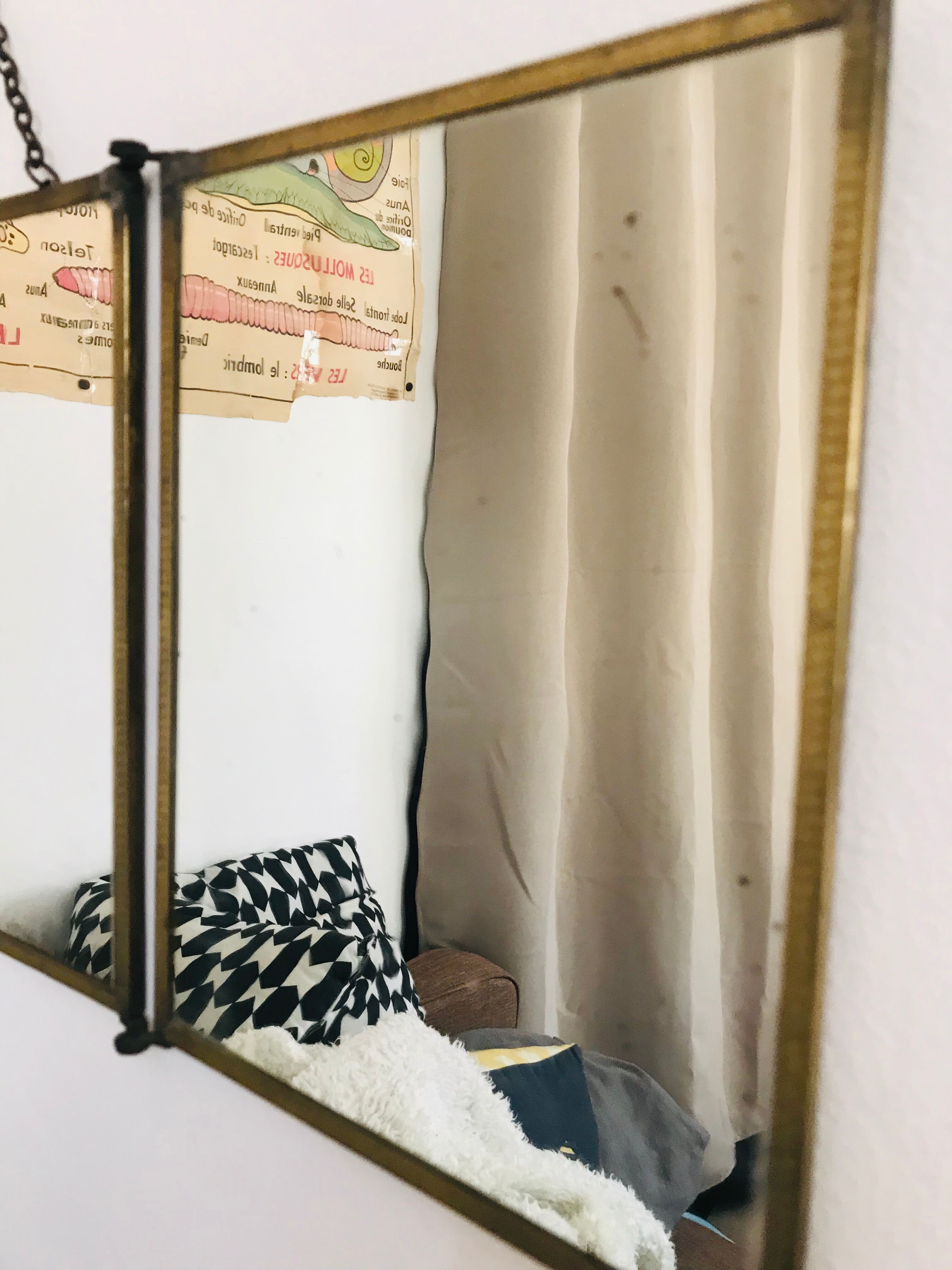 Triptych barber mirror 53x22cm