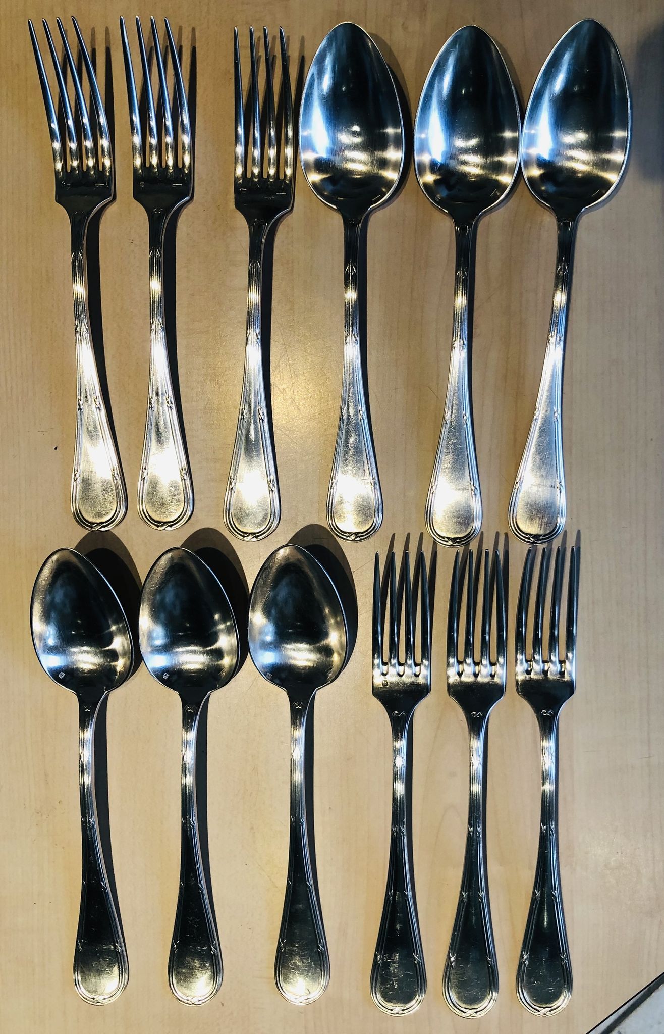Ensemble de 6 couverts 12 pièces en métal argenté
