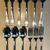 Set of 6 cutlery (12 pieces) in silver metal