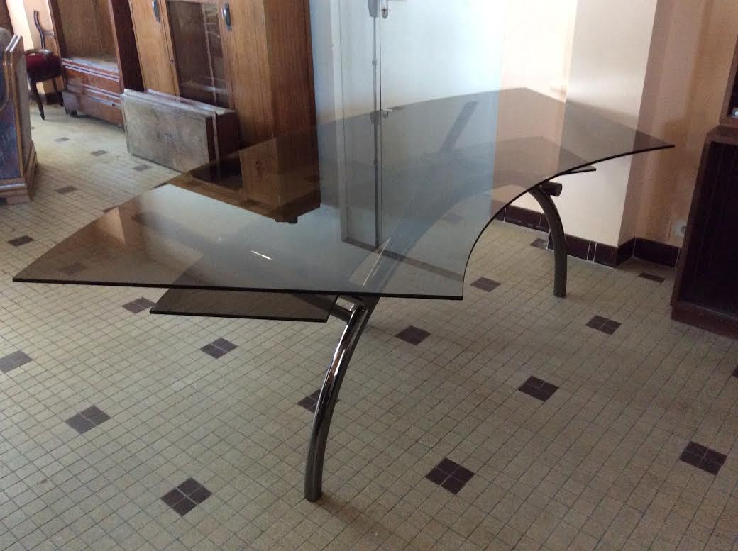 Glass and steel desk