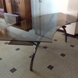 Glass and steel desk