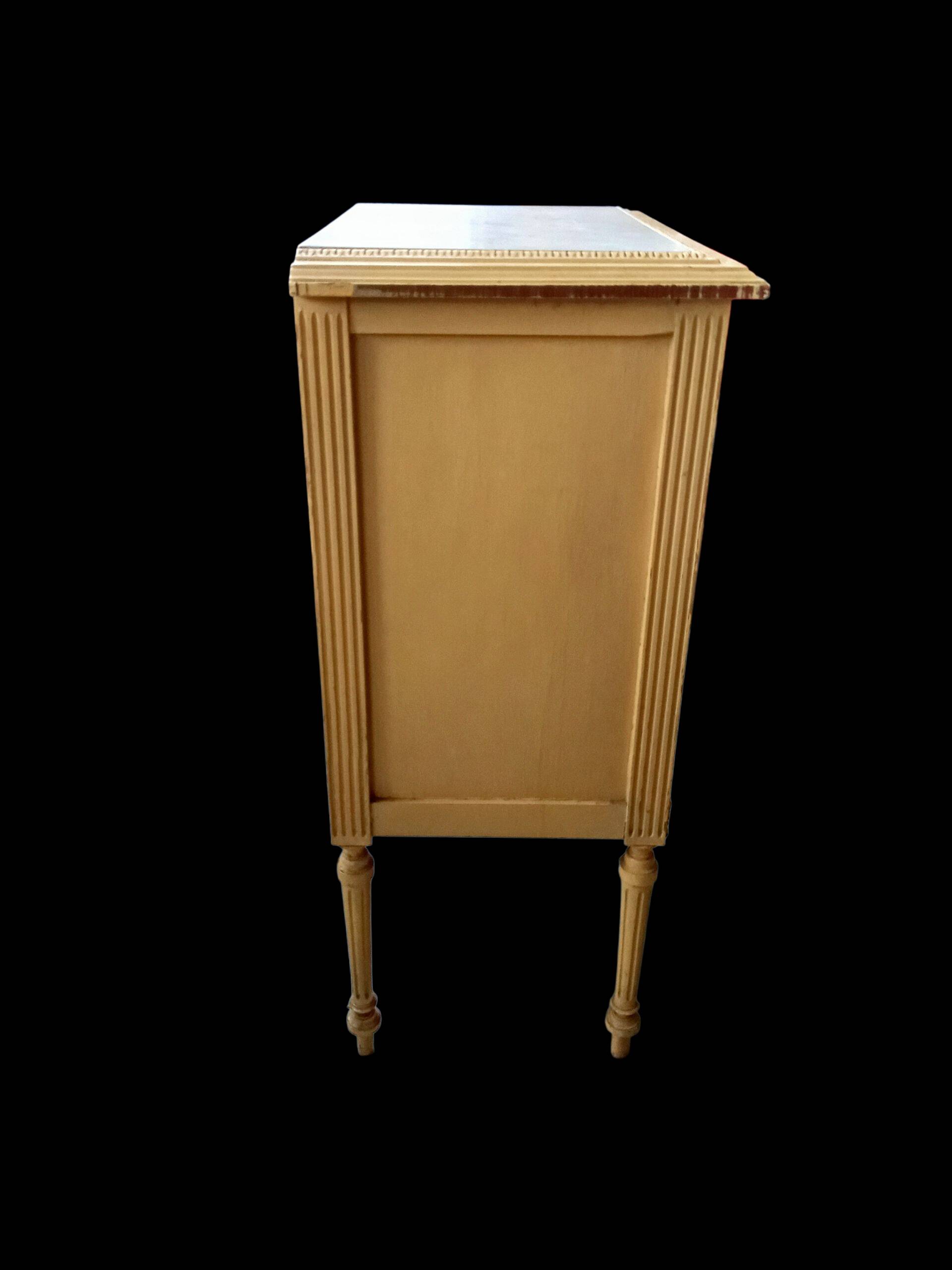 Antique small side table, Louis XVI style chest of drawers
