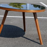Bean coffee table with black glass top