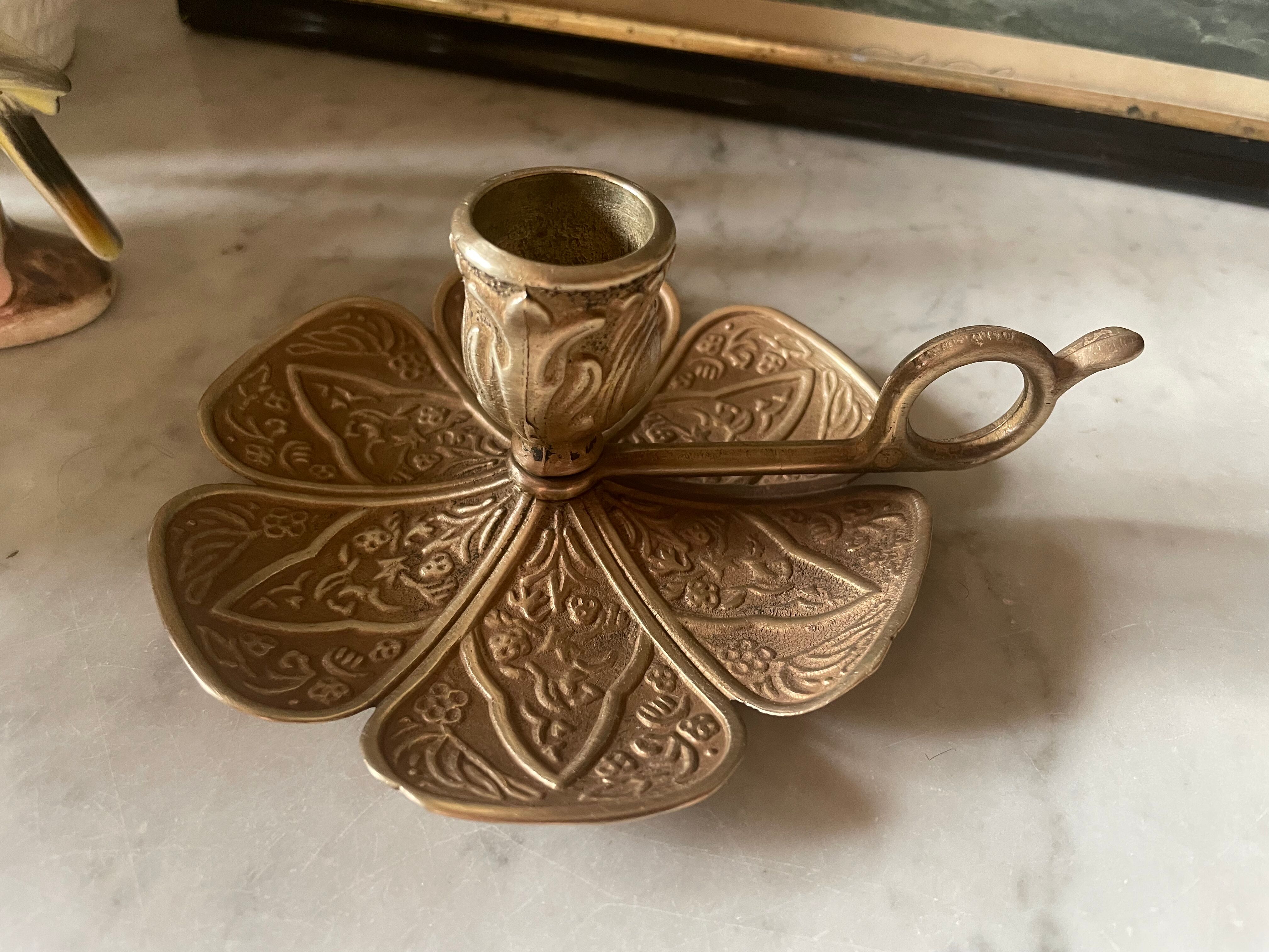 Brass flower candle holder