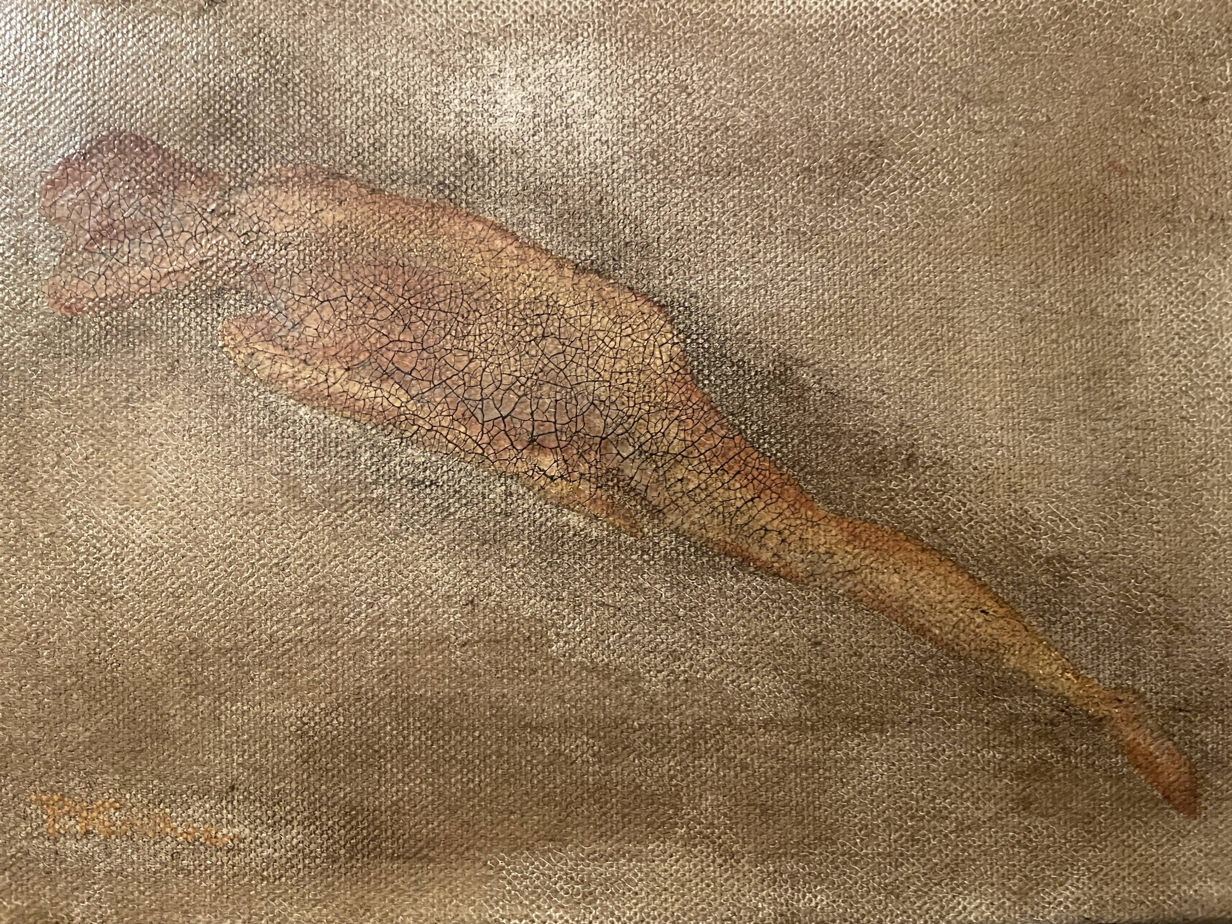 Signed oil on canvas painting "woman lying on her stomach"