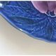 Large Sarreguemines blue slipware fruit bowl