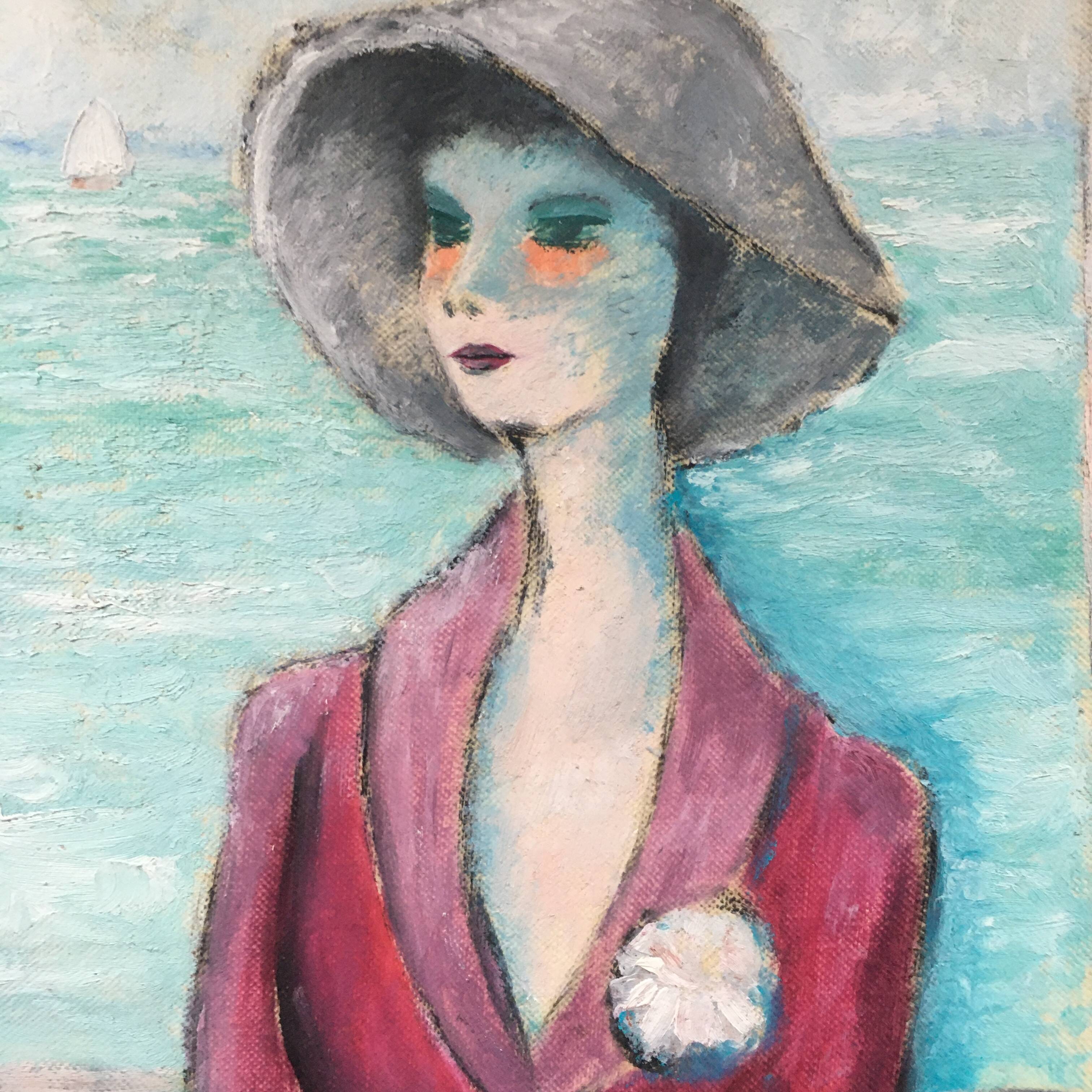 Painting portrait of elegant woman