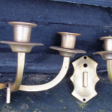 Antique Bronze and Brass 3 arm candle wall sconces Piano Organ fixtures French early 1900s can be re