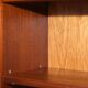 Bibliothèque ouverte naine vintage en bois dur avec deux tiroirs