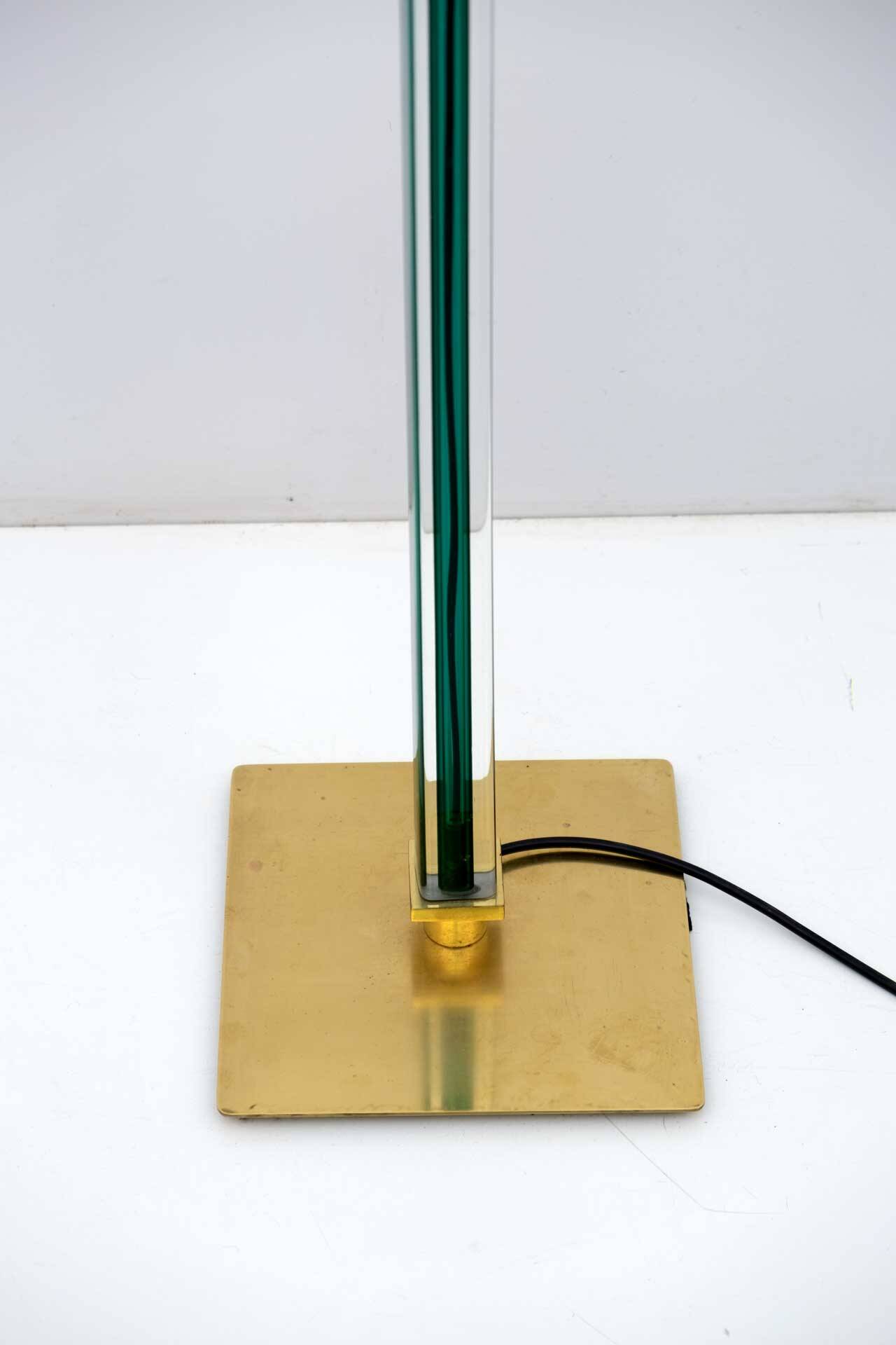 20st Century Venini Murano Glass "Tolboi" Floor Lamp in Green