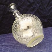 Chiseled glass decanter decoration foliage 50's vintage