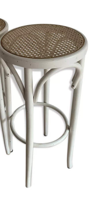 Vintage bistro stool canned white