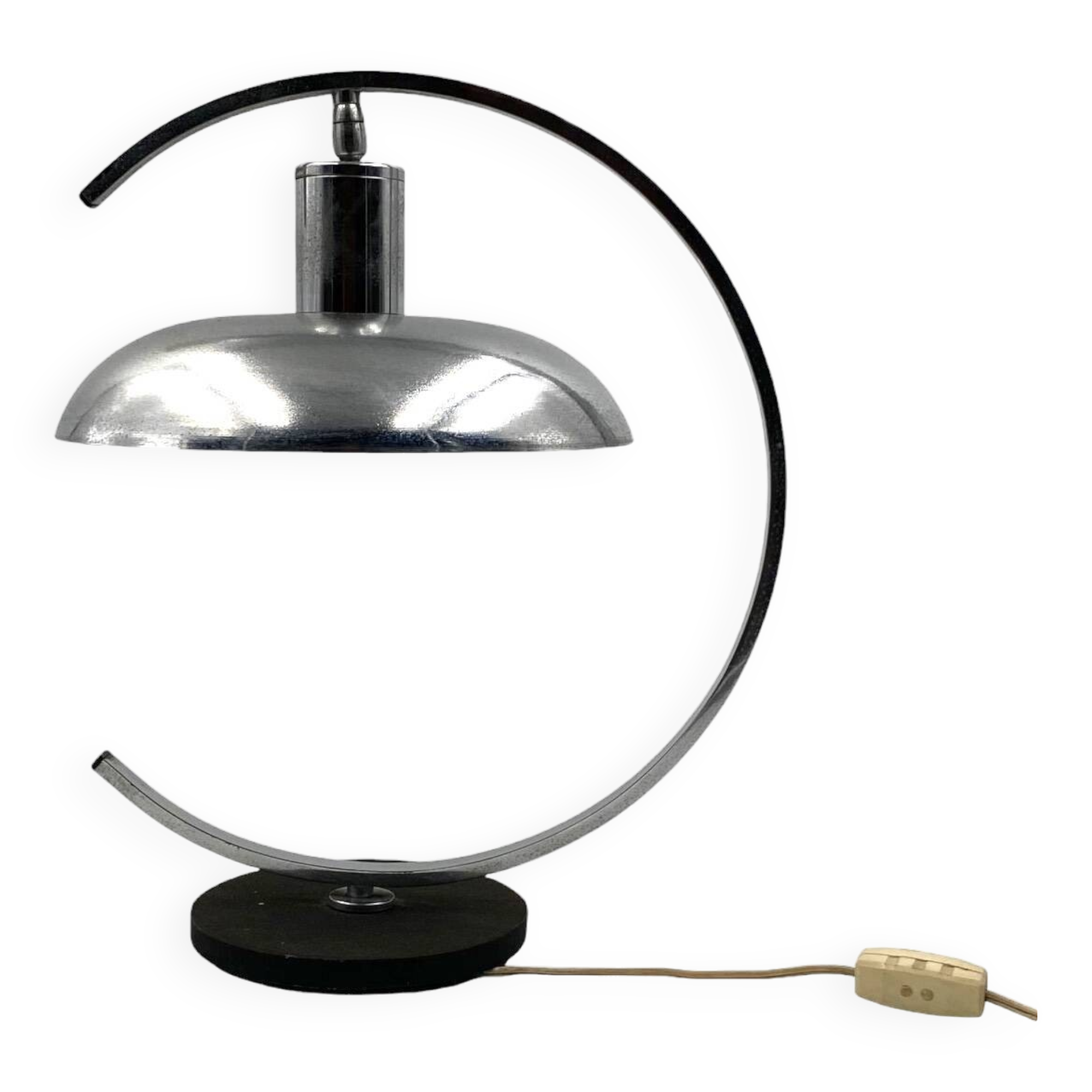 Mid-century modern chromed Table lamp, in the manner of Mariano Fortuny Italy, 1970s