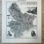 Map of the Alpes-Maritimes - Massena and Cassini, 27x31cm