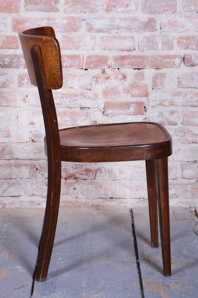 Art Deco Czech Chairs in Beech and Walnut from Thonet, 1940s, Set of 4