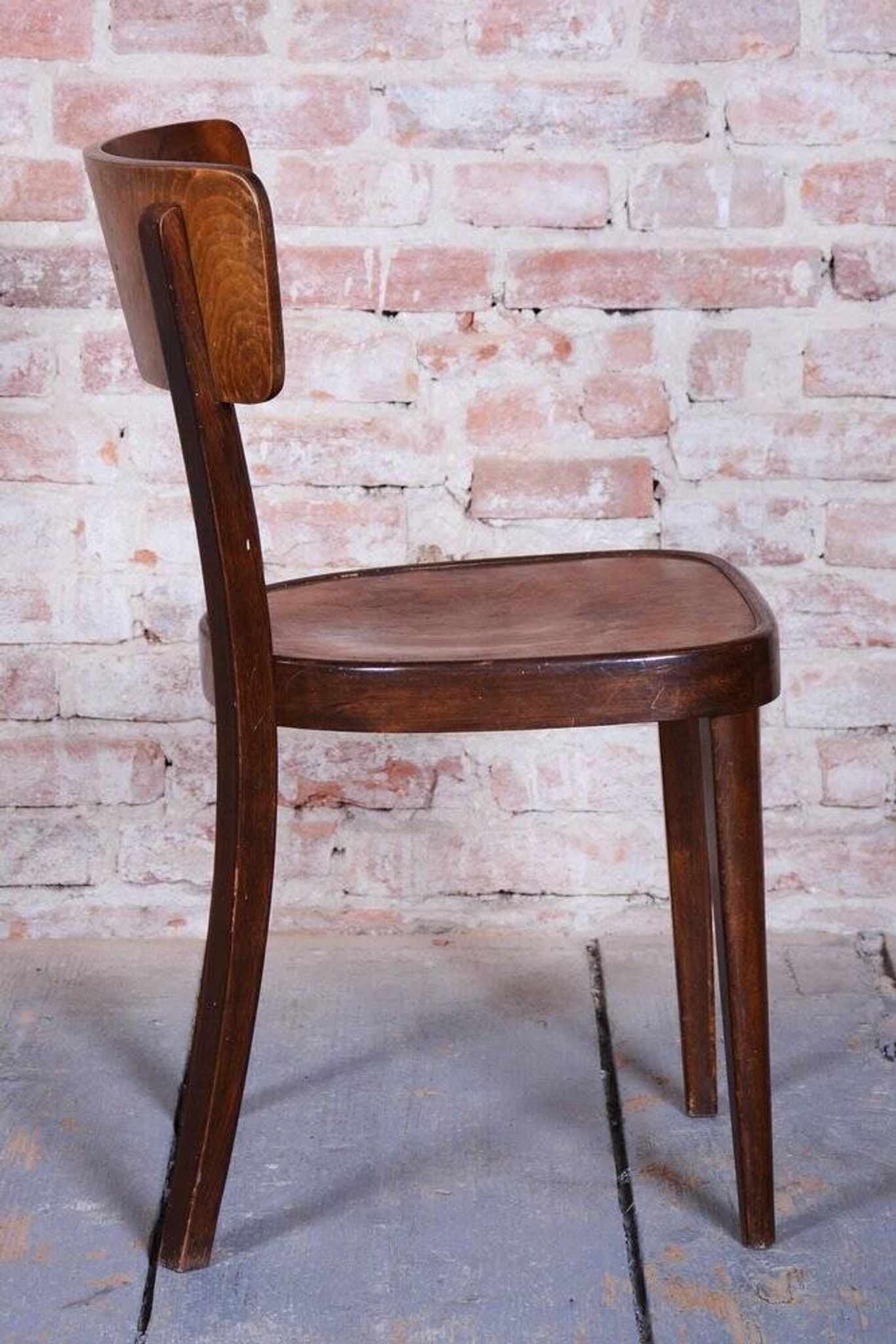 Art Deco Czech Chairs in Beech and Walnut from Thonet, 1940s, Set of 4