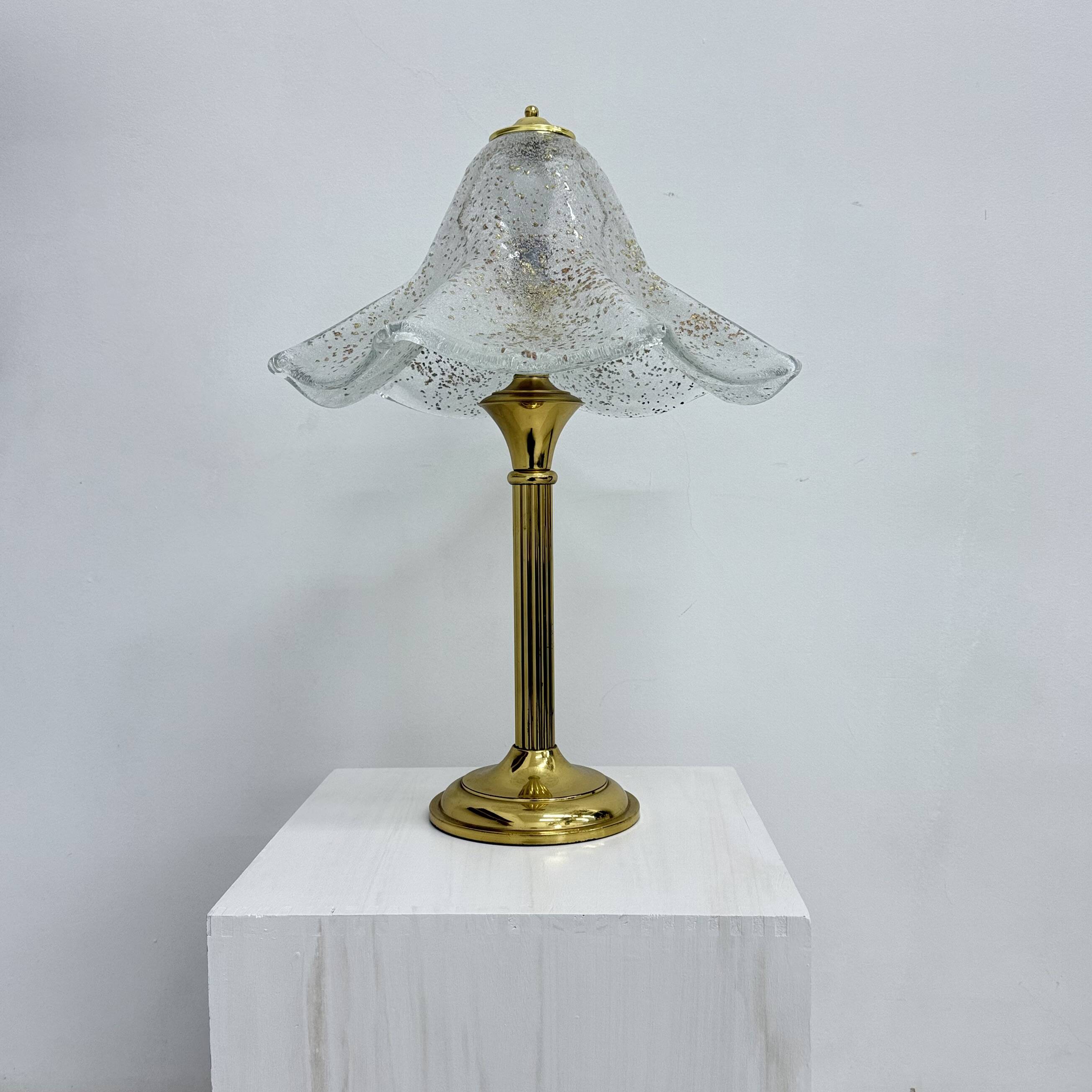 Mid century glass table lamp , 1970s