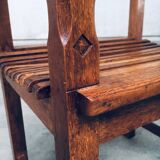 Dutch Modernist Carved Oak Side Chair, 1920s
