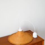 Rattan / beige woven wicker pendant light, 1970