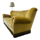 Canapé vintage jaune-vert / sofa / trois places avec franges