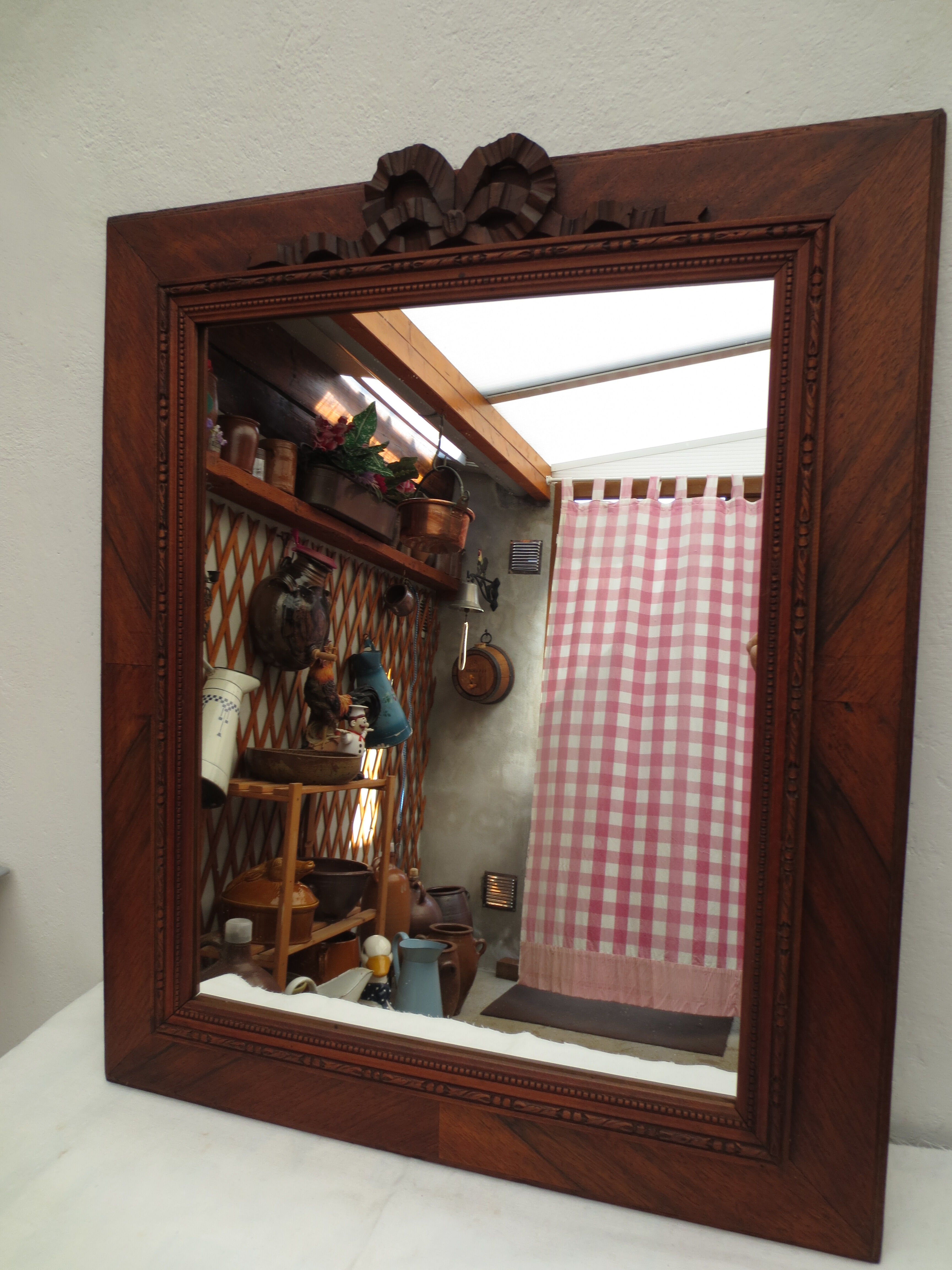Rectangular antique mirror, wooden frame 37x55cm