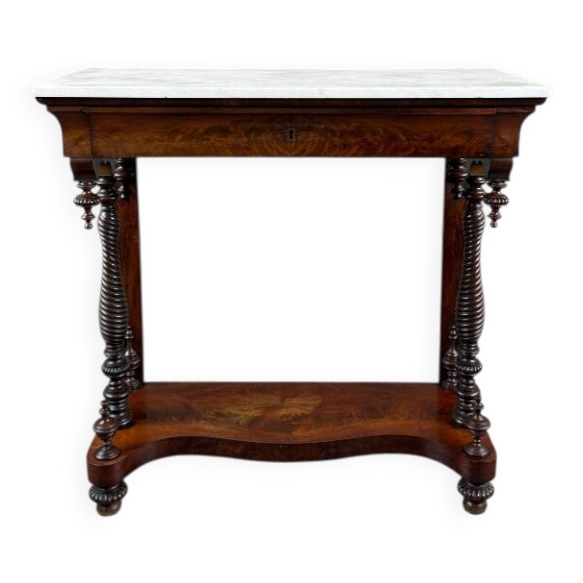 Console Napoléon III en acajou et marbre blanc, XIXe Siècle