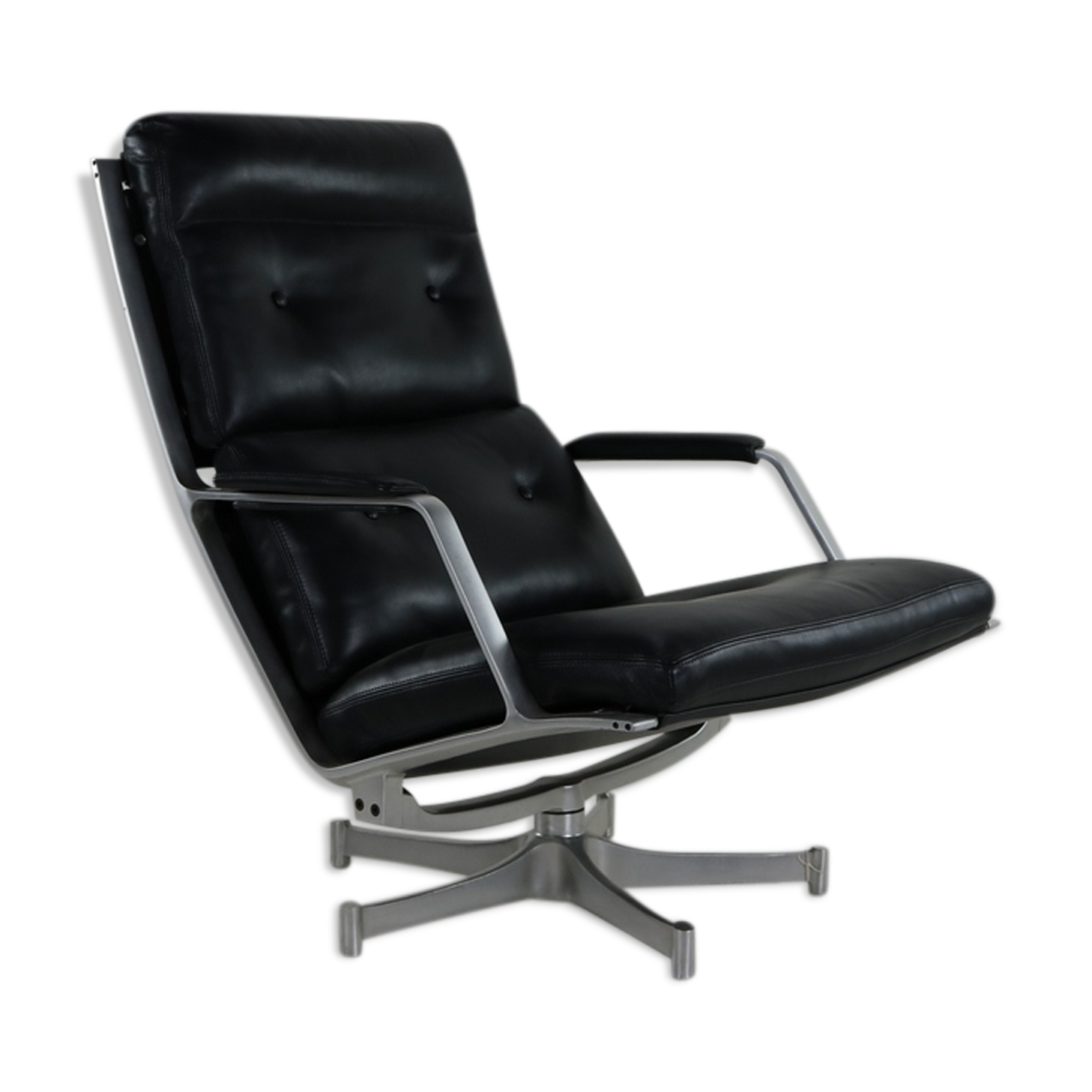 Fabricius and Kastholm black leather lounge chair FK 85 for Kill International